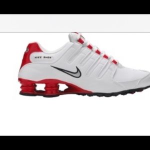 Size 12 NIKE SHOX NZ, WHITE WITH RED SHOX. New in box, free shipping.